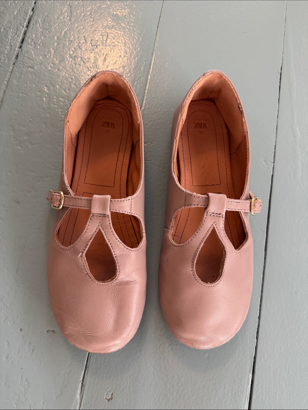 Zara Girls Blush T-Strap Dress Shoes size 37